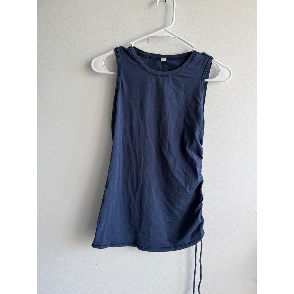 Lululemon All It Takes Tank Top Navy‎ Blue Side Cinch Ruched Activewear Womens